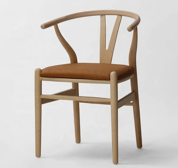 Limited Edition Natural Wishbone Dining Chair w/Cognac Seat