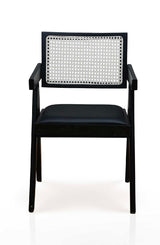 The Rattan & Leather Dining Chair - Black
